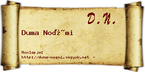 Duma Noémi névjegykártya