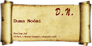 Duma Noémi névjegykártya